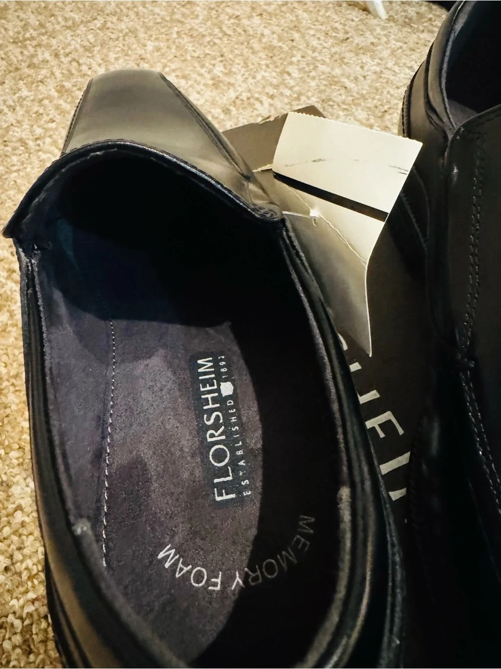 Florsheim Mens Black Leather Slip On Dress Shoes Memory Foam 9.5 M NWT Box
